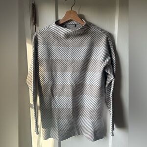 Cream and tan mock neck sweater, unisex